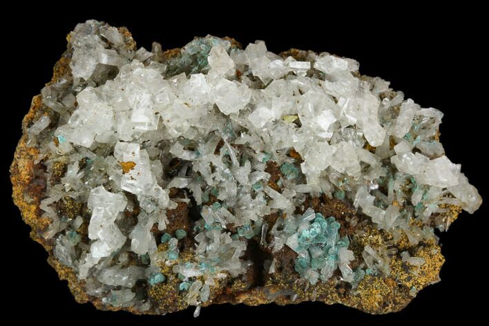 Calcite Encrusted Fibrous Aurichalcite Crystals - Mexico #127188